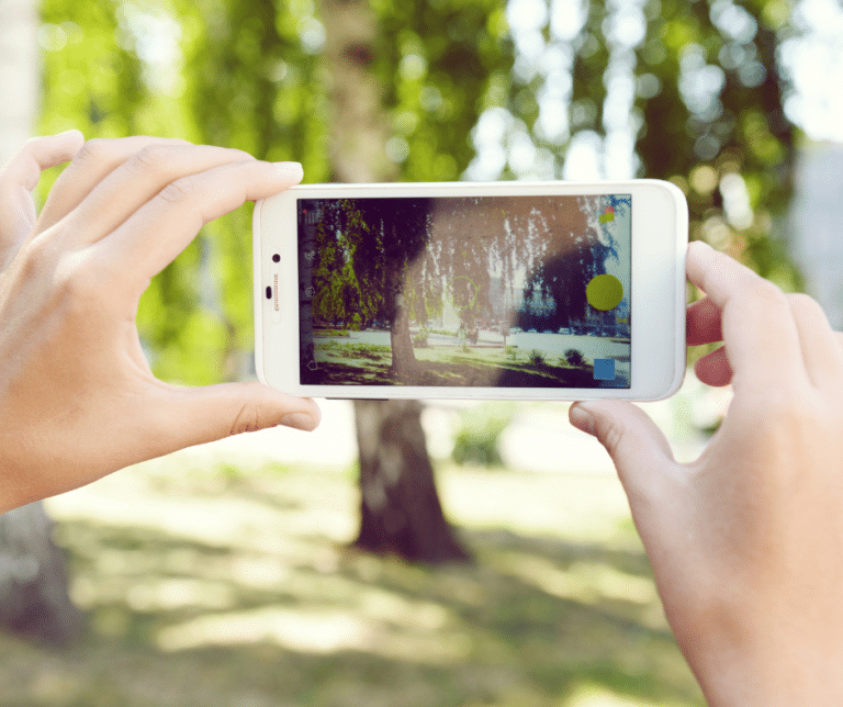 ילד מחזיק סמארטפון ומצלם ערבה בוכייה