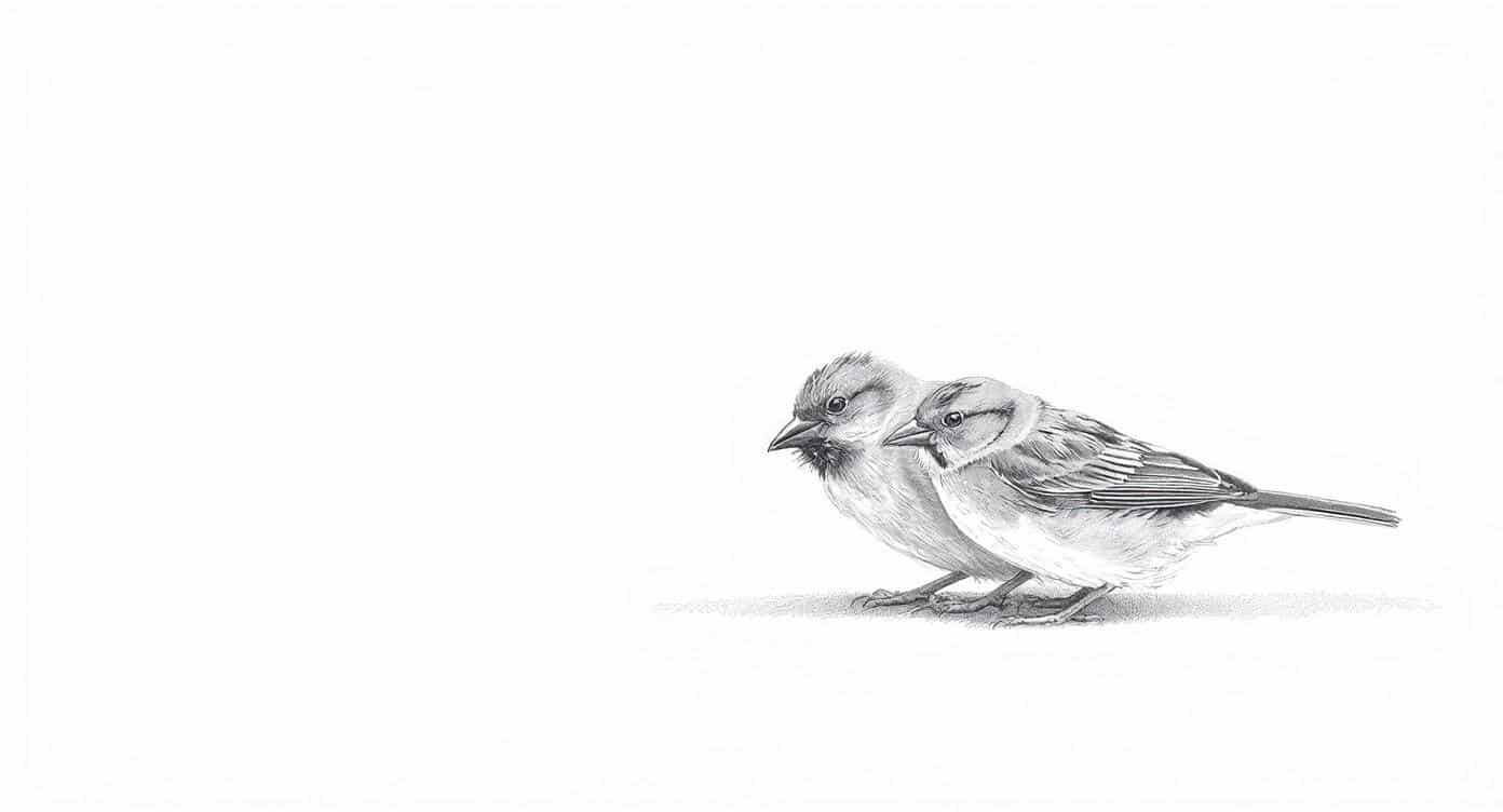 שני דרורים ברישום של קאנבה שחור לבן