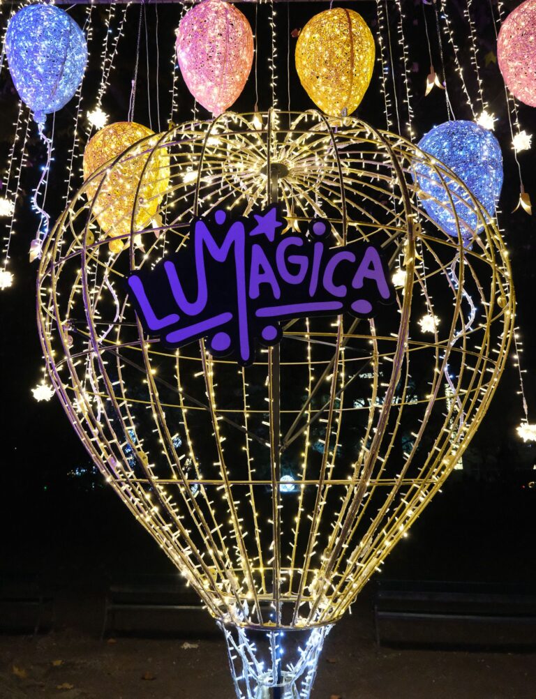 פסטיבל lumagica פסטיבל אורות כדור פורח מואר ועליו כתובת lumagica