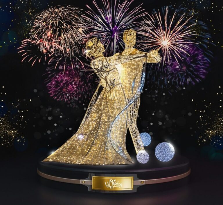 פסטיבל lumagica פסטיבל אורות פסל מואר של זוג רוקד ריקוד סלוני