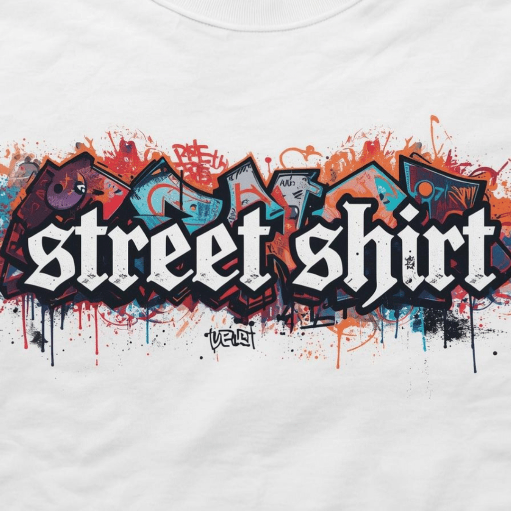 חולצות רחוב מעשה ידי AI כתוב street shirt בסגנון גרפיטי